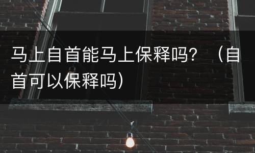 马上自首能马上保释吗？（自首可以保释吗）