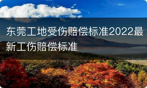 东莞工地受伤赔偿标准2022最新工伤赔偿标准