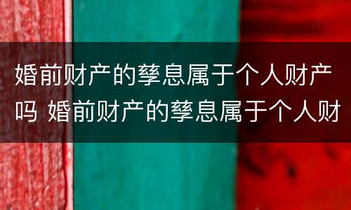 婚前财产的孳息属于个人财产吗 婚前财产的孳息属于个人财产吗为什么