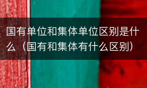 国有单位和集体单位区别是什么（国有和集体有什么区别）