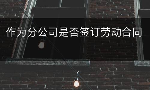 作为分公司是否签订劳动合同
