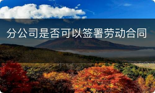 分公司是否可以签署劳动合同