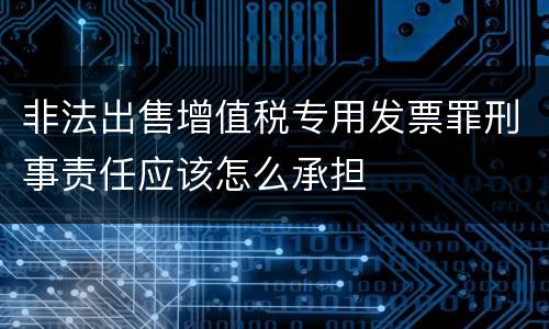 非法出售增值税专用发票罪刑事责任应该怎么承担