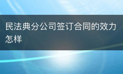 民法典分公司签订合同的效力怎样