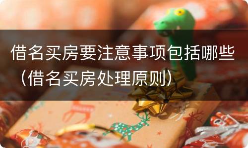 借名买房要注意事项包括哪些（借名买房处理原则）