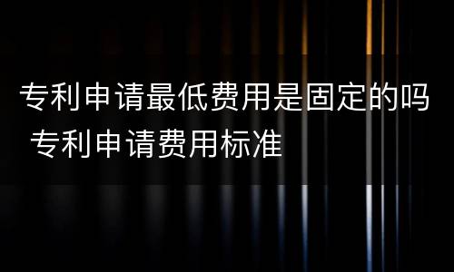专利申请最低费用是固定的吗 专利申请费用标准
