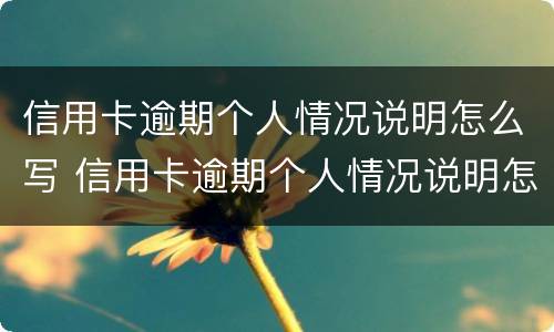 信用卡逾期个人情况说明怎么写 信用卡逾期个人情况说明怎么写模板