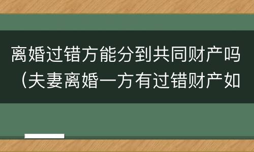 离婚过错方能分到共同财产吗（夫妻离婚一方有过错财产如何分割）