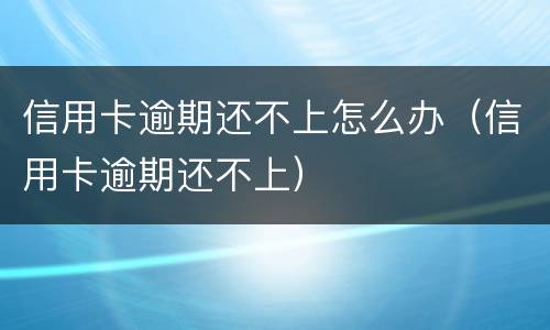 信用卡逾期还不上怎么办（信用卡逾期还不上）