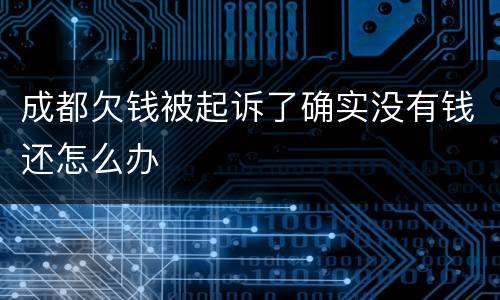 成都欠钱被起诉了确实没有钱还怎么办