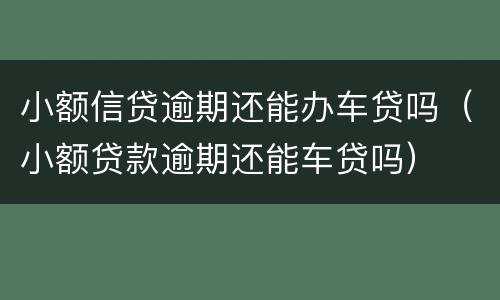 小额信贷逾期还能办车贷吗（小额贷款逾期还能车贷吗）