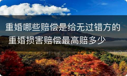重婚哪些赔偿是给无过错方的 重婚损害赔偿最高赔多少