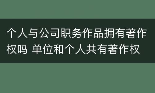 个人与公司职务作品拥有著作权吗 单位和个人共有著作权