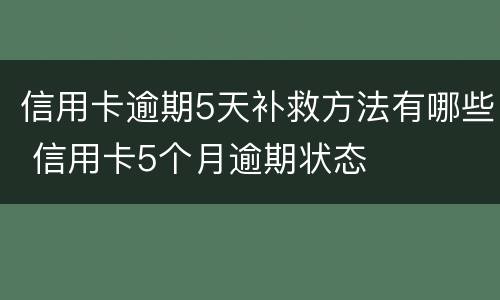 信用卡逾期5天补救方法有哪些 信用卡5个月逾期状态