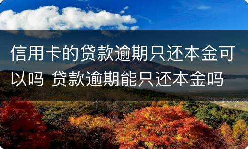 信用卡的贷款逾期只还本金可以吗 贷款逾期能只还本金吗