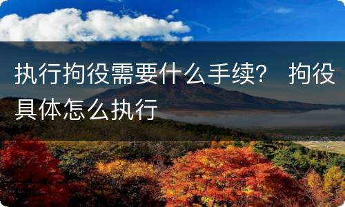 执行拘役需要什么手续？ 拘役具体怎么执行