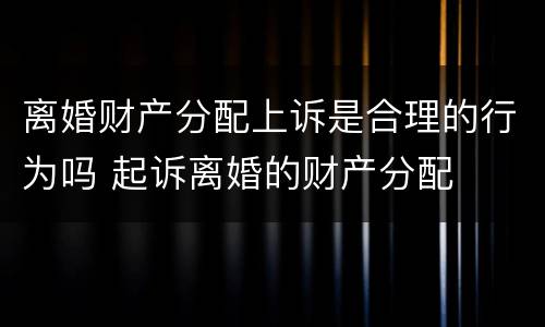 离婚财产分配上诉是合理的行为吗 起诉离婚的财产分配