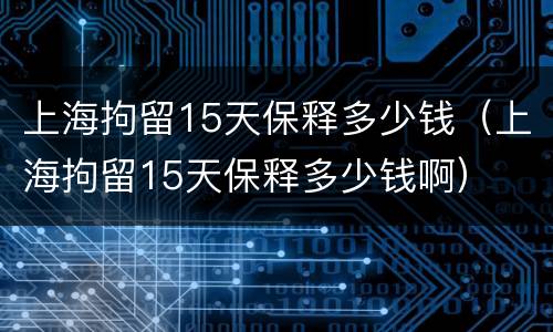 上海拘留15天保释多少钱（上海拘留15天保释多少钱啊）