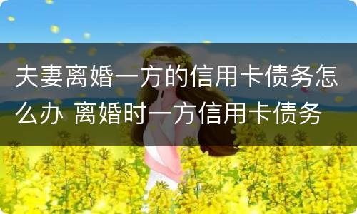 夫妻离婚一方的信用卡债务怎么办 离婚时一方信用卡债务