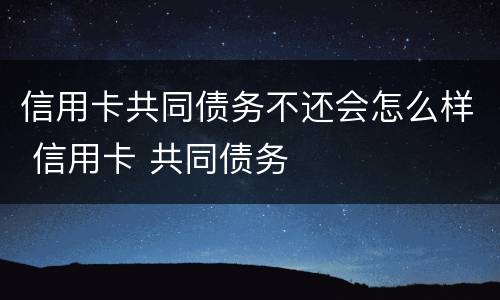 信用卡共同债务不还会怎么样 信用卡 共同债务