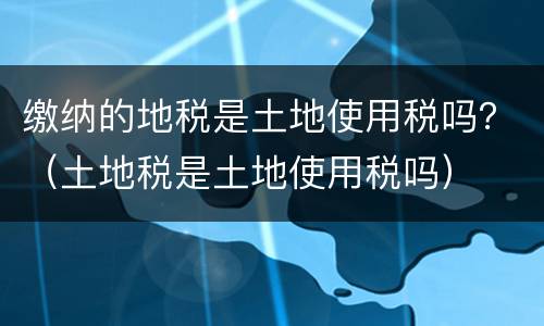 缴纳的地税是土地使用税吗？（土地税是土地使用税吗）