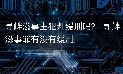 寻衅滋事主犯判缓刑吗？ 寻衅滋事罪有没有缓刑