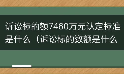 诉讼标的额7460万元认定标准是什么（诉讼标的数额是什么意思）