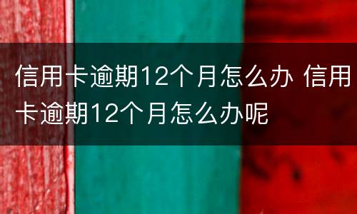 信用卡逾期12个月怎么办 信用卡逾期12个月怎么办呢