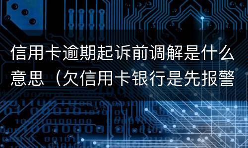 信用卡逾期起诉前调解是什么意思（欠信用卡银行是先报警还是先起诉）