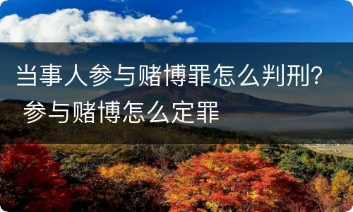 当事人参与赌博罪怎么判刑？ 参与赌博怎么定罪