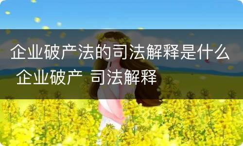 企业破产法的司法解释是什么 企业破产 司法解释