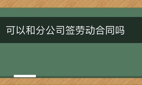 可以和分公司签劳动合同吗