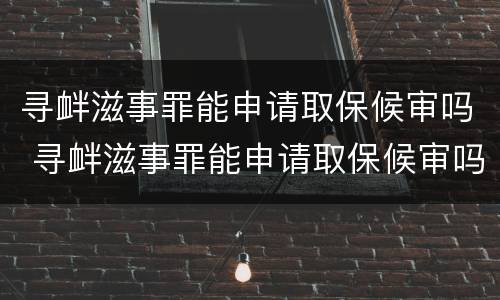 寻衅滋事罪能申请取保候审吗 寻衅滋事罪能申请取保候审吗法院