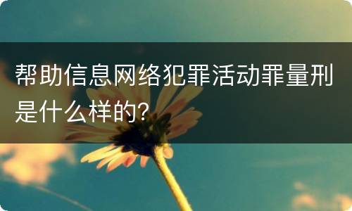 帮助信息网络犯罪活动罪量刑是什么样的？