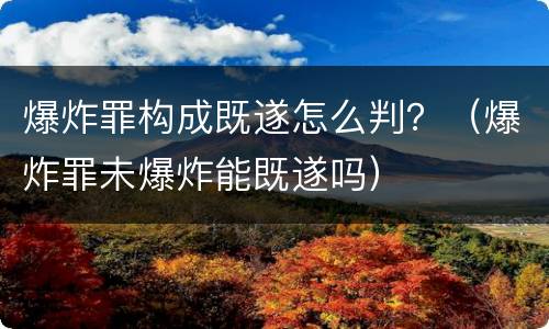 爆炸罪构成既遂怎么判？（爆炸罪未爆炸能既遂吗）