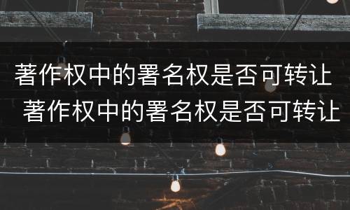 著作权中的署名权是否可转让 著作权中的署名权是否可转让