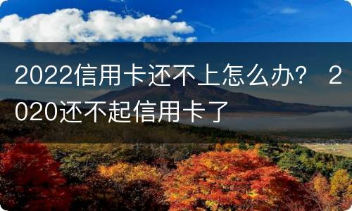 2022信用卡还不上怎么办？ 2020还不起信用卡了