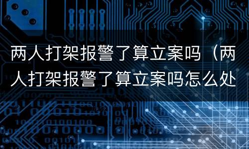 两人打架报警了算立案吗（两人打架报警了算立案吗怎么处理）