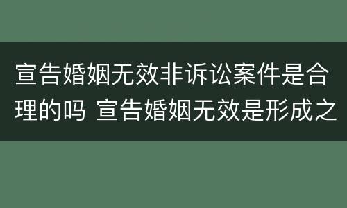 宣告婚姻无效非诉讼案件是合理的吗 宣告婚姻无效是形成之诉吗