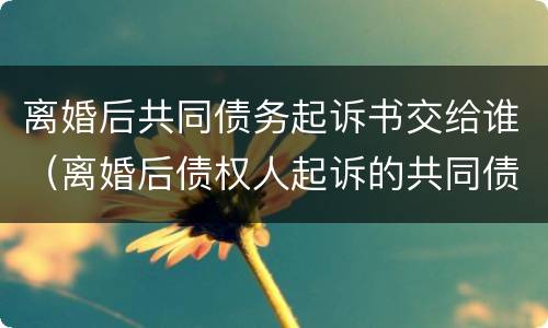 离婚后共同债务起诉书交给谁（离婚后债权人起诉的共同债务）