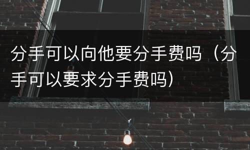 分手可以向他要分手费吗（分手可以要求分手费吗）