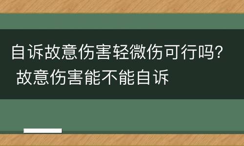 自诉故意伤害轻微伤可行吗？ 故意伤害能不能自诉