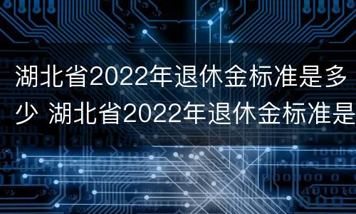 湖北省2022年退休金标准是多少 湖北省2022年退休金标准是多少元