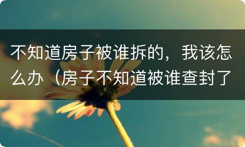 不知道房子被谁拆的，我该怎么办（房子不知道被谁查封了怎么办）