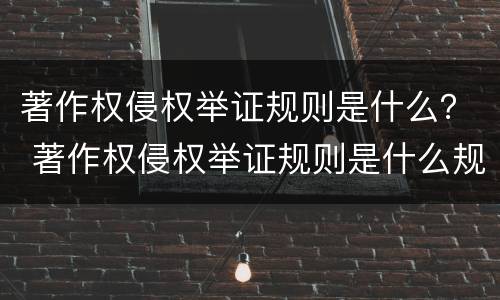 著作权侵权举证规则是什么？ 著作权侵权举证规则是什么规定