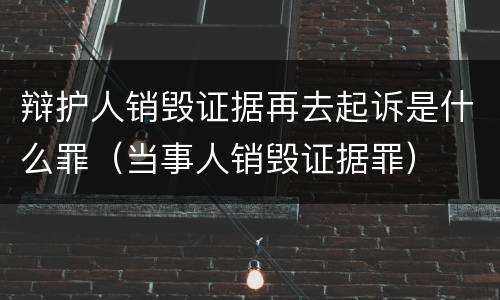 辩护人销毁证据再去起诉是什么罪（当事人销毁证据罪）
