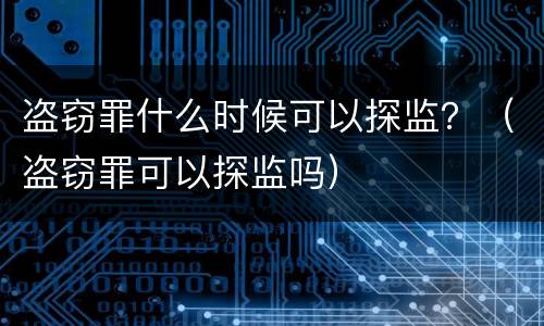 盗窃罪什么时候可以探监？（盗窃罪可以探监吗）