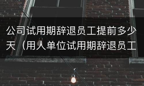 公司试用期辞退员工提前多少天（用人单位试用期辞退员工提前多少天）