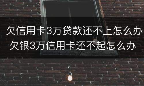 欠信用卡3万贷款还不上怎么办 欠银3万信用卡还不起怎么办
