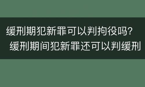 缓刑期犯新罪可以判拘役吗？ 缓刑期间犯新罪还可以判缓刑吗